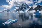 Antarctica. Landscape with mountain, icebergs and glacier. Art Print
